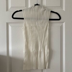 White Ribbed Knit Top by Ginger & Smart